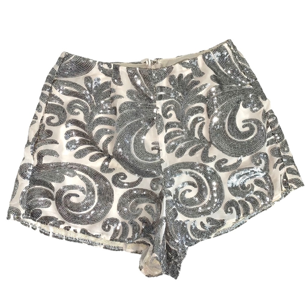 Show Me Your Mumu Silver Appliqué Shorts